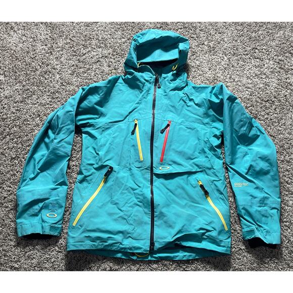 Oakley Gore-Tex Pro Shell Medium Regular Fit Aqua Blue Hooded Full Zip Jacket